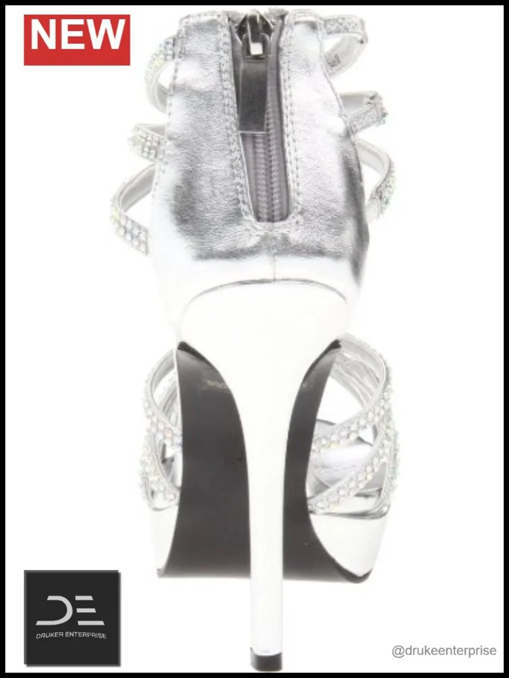 Glitter Rhinestone T-Strap Platform Heel Open Toe Prom Sandal